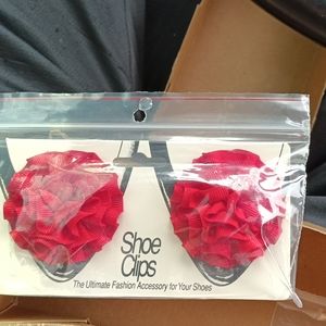Shoe Clip, red flower for pumps